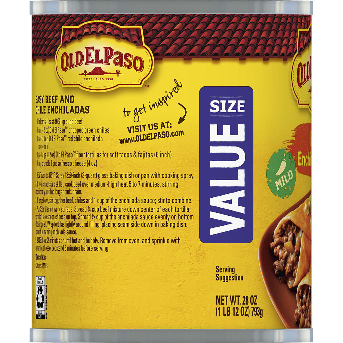 Enchilada Sauce, Mild, Red, 28 oz Can Old El Paso